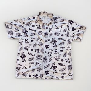 Kansas City Wild Cats All Over Print Button Down Men’s Short Sleeve Cotton Shirt